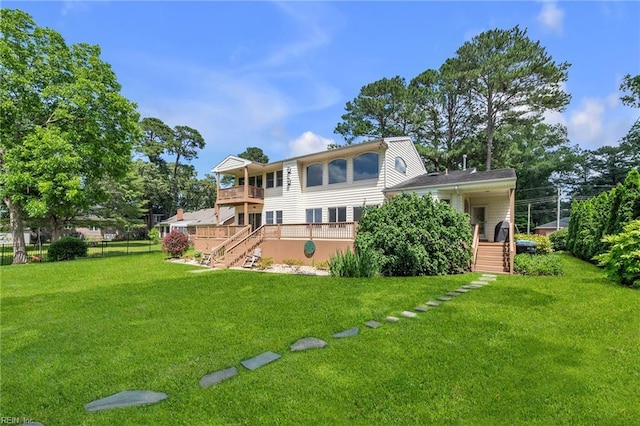3541 Byrn Brae Dr, Virginia Beach, VA 23464 - rear view of house featuring stairway, a balcony, and a deck