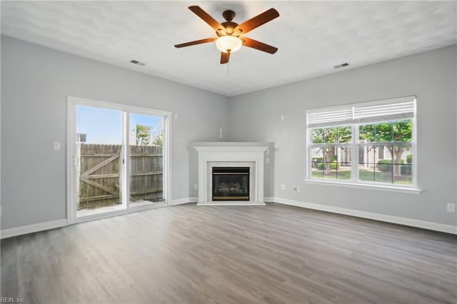 5217 Maracas Arch Arch Unit 50, Virginia Beach, VA 23462 - unfurnished living room with wood finished floors, healthy amount of natural light, and a glass covered fireplace