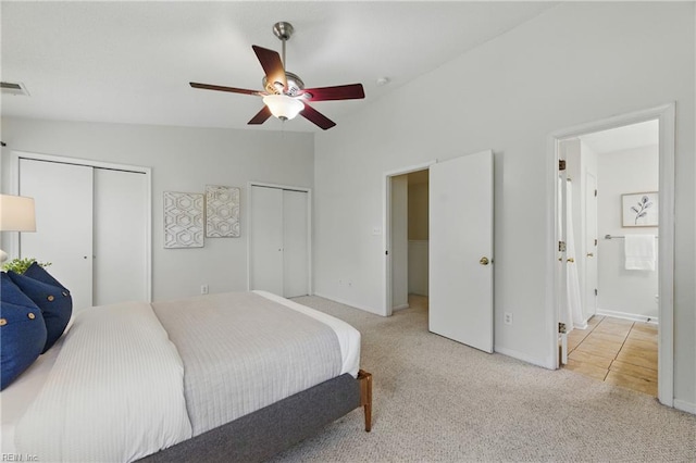 4 Angelia Way, Hampton, VA 23663 - bedroom with multiple closets, carpet flooring, lofted ceiling, and ceiling fan