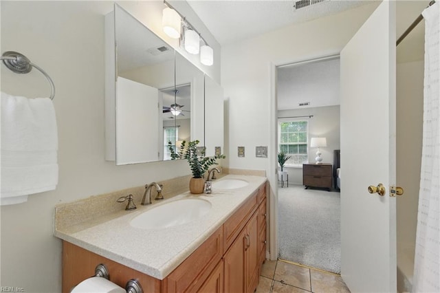 4 Angelia Way, Hampton, VA 23663 - bathroom with double vanity, ceiling fan, and tile patterned flooring