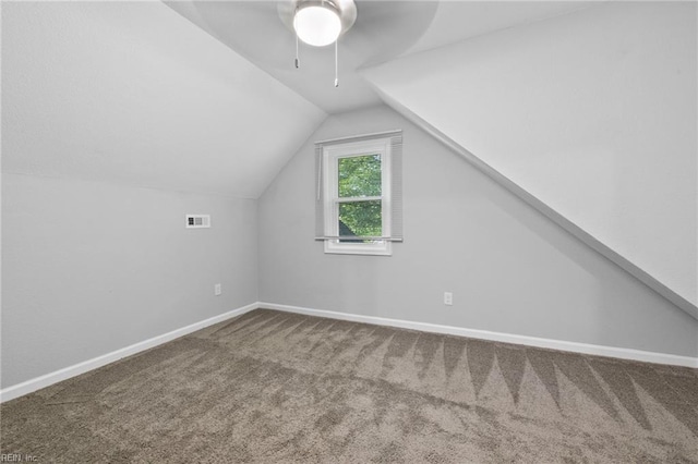 4825 Robin Hood Rd, Norfolk, VA 23513 - additional living space with carpet flooring, ceiling fan, and vaulted ceiling