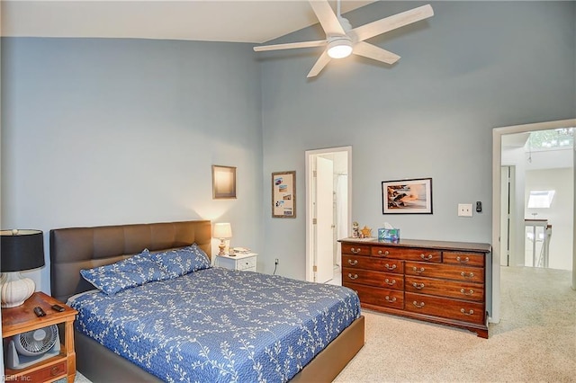 1118 Glengarry Way, Virginia Beach, VA 23451 - carpeted bedroom with high vaulted ceiling and a ceiling fan