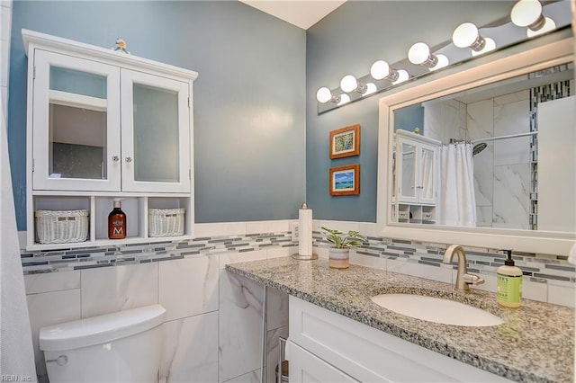 1118 Glengarry Way, Virginia Beach, VA 23451 - full bathroom with vanity, a shower with shower curtain, tile walls, and backsplash