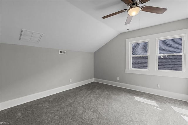 2724 Kimball Ter, Norfolk, VA 23504 - bonus room with dark colored carpet, lofted ceiling, and ceiling fan