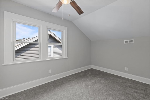 2724 Kimball Ter, Norfolk, VA 23504 - additional living space featuring lofted ceiling, a ceiling fan, and dark colored carpet