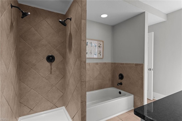 2724 Kimball Ter, Norfolk, VA 23504 - bathroom with a bath, tiled shower, and tile patterned floors