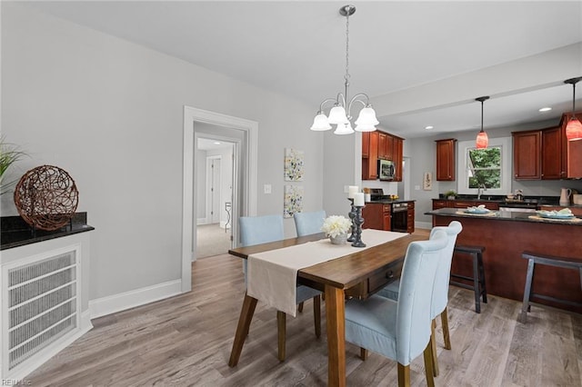 2724 Kimball Ter, Norfolk, VA 23504 - dining room featuring a chandelier, light wood-style floors, and recessed lighting