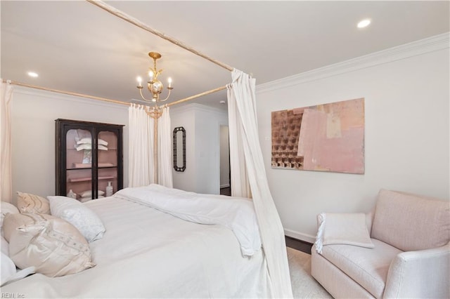 209 44th St, Virginia Beach, VA 23451 - bedroom featuring crown molding, a chandelier, and recessed lighting