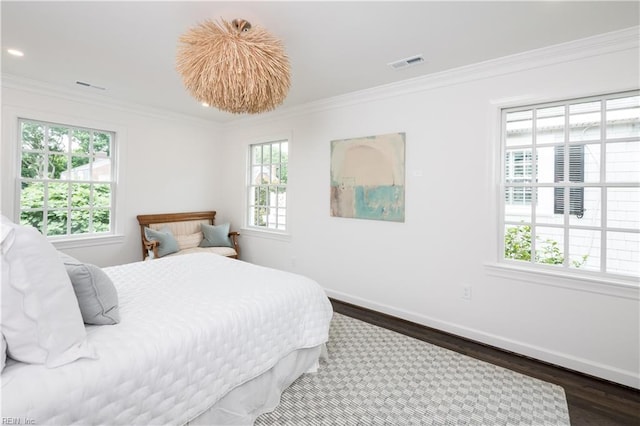 209 44th St, Virginia Beach, VA 23451 - bedroom featuring dark wood-type flooring, multiple windows, crown molding, and recessed lighting