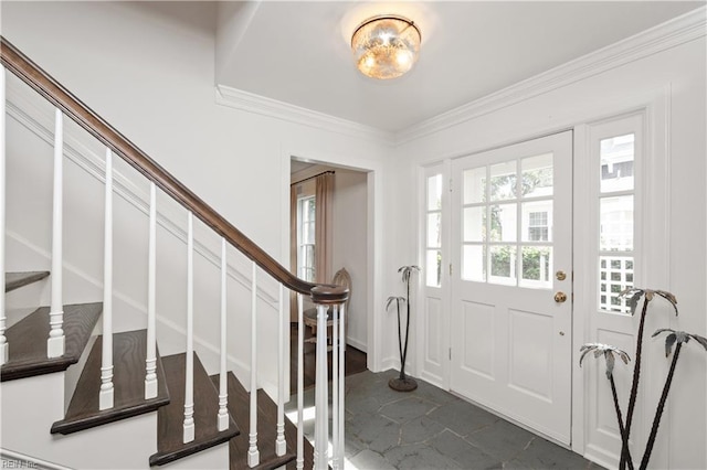 209 44th St, Virginia Beach, VA 23451 - foyer with stairs and ornamental molding