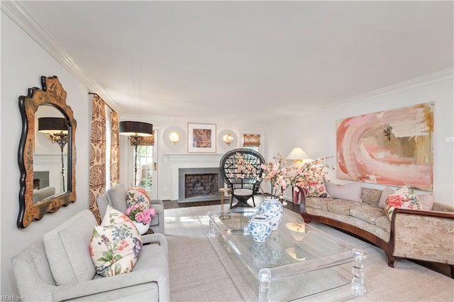 209 44th St, Virginia Beach, VA 23451 - living room with crown molding and a fireplace