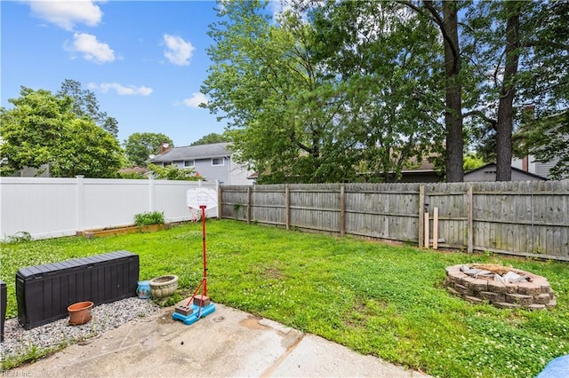 1236 Ginger Crst, Virginia Beach, VA 23453 - fenced backyard featuring an outdoor fire pit and a patio area