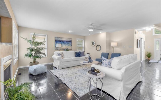 1304 Glen Burnie Ct, Virginia Beach, VA 23454 - living room with a ceiling fan and recessed lighting