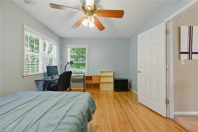 418 Rolling Hills Dr, Williamsburg, VA 23185 - bedroom with light wood-style flooring and ceiling fan