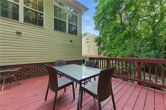418 Rolling Hills Dr, Williamsburg, VA 23185 - wooden terrace featuring outdoor dining space