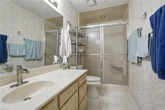 1039 Little Bay Ave, Norfolk, VA 23503 - full bathroom with vanity, a stall shower, and tile patterned floors