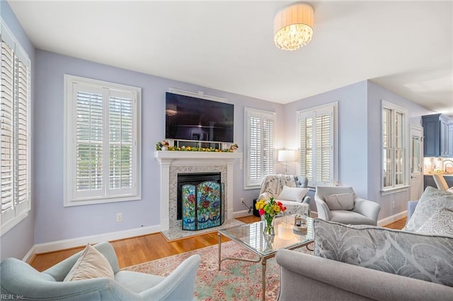 6003 Spinnaker Cove Ct, Suffolk, VA 23435 - living area with wood finished floors and a fireplace with flush hearth