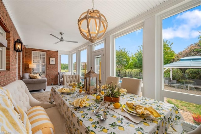 6003 Spinnaker Cove Ct, Suffolk, VA 23435 - sunroom / solarium with brick wall and a chandelier
