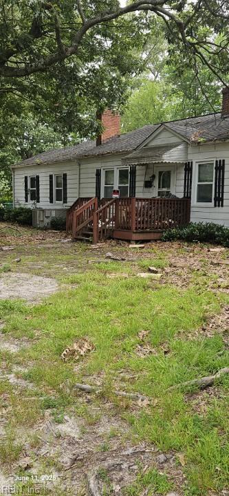 5938 Marshall Ave, Newport News, VA 23605 - back of property with a chimney and a deck