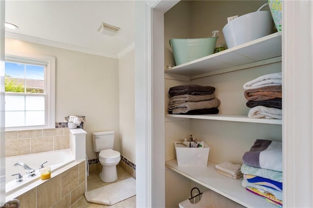 55 Brogden Ln, Hampton, VA 23666 - full bathroom featuring a bath, ornamental molding, and tile patterned floors