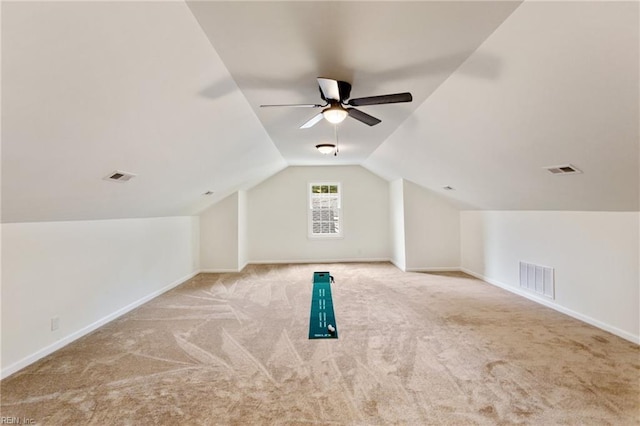 55 Brogden Ln, Hampton, VA 23666 - additional living space with carpet flooring, a ceiling fan, and vaulted ceiling
