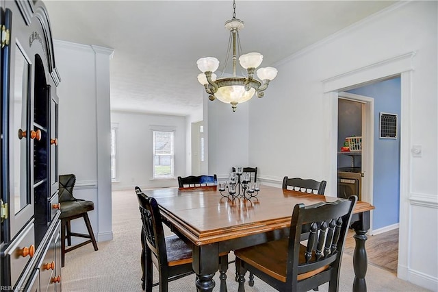 832 Doe Run Dr, Chesapeake, VA 23322 - dining space featuring a chandelier and light carpet