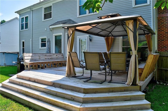832 Doe Run Dr, Chesapeake, VA 23322 - wooden deck with a gazebo and outdoor dining area