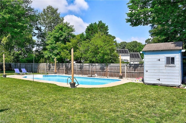 832 Doe Run Dr, Chesapeake, VA 23322 - view of swimming pool with a storage unit and a fenced backyard