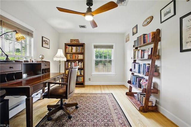 2400 Deerfield Cres, Chesapeake, VA 23321 - home office with wood finished floors and ceiling fan