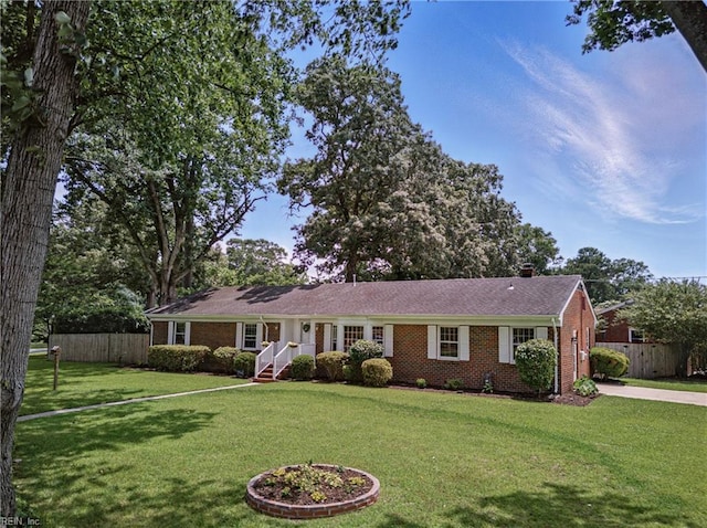 2400 Deerfield Cres, Chesapeake, VA 23321 - ranch-style home with brick siding and a chimney
