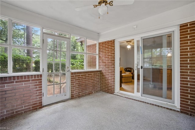 709 Wolfsnare Cres, Virginia Beach, VA 23454 - unfurnished sunroom featuring ceiling fan and plenty of natural light