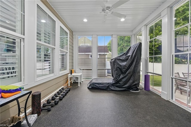 220 Wisdom Path, Chesapeake, VA 23322 - sunroom / solarium featuring rubber floors and ceiling fan
