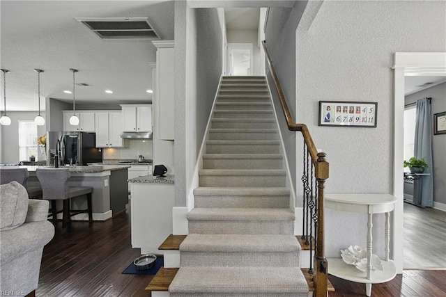 220 Wisdom Path, Chesapeake, VA 23322 - stairs featuring wood finished floors and recessed lighting