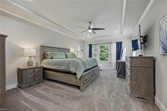 220 Wisdom Path, Chesapeake, VA 23322 - bedroom with light carpet, a raised ceiling, ornamental molding, ceiling fan, and recessed lighting