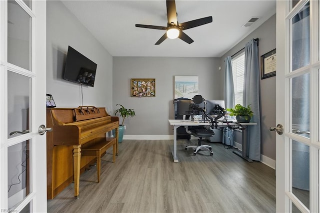 220 Wisdom Path, Chesapeake, VA 23322 - home office with light wood-style flooring and a ceiling fan
