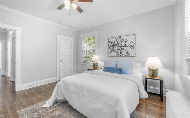 418 Massachusetts Ave, Norfolk, VA 23508 - bedroom featuring radiator, ornamental molding, wood finished floors, a closet, and ceiling fan