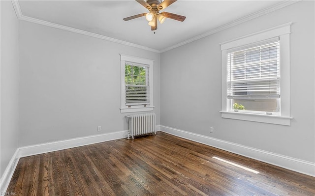 418 Massachusetts Ave, Norfolk, VA 23508 - unfurnished room featuring radiator, wood finished floors, a ceiling fan, and crown molding