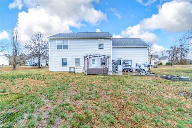 141 Long Pine Rd, South Mills, NC 27976 - back of property with a pergola, a yard, and a patio