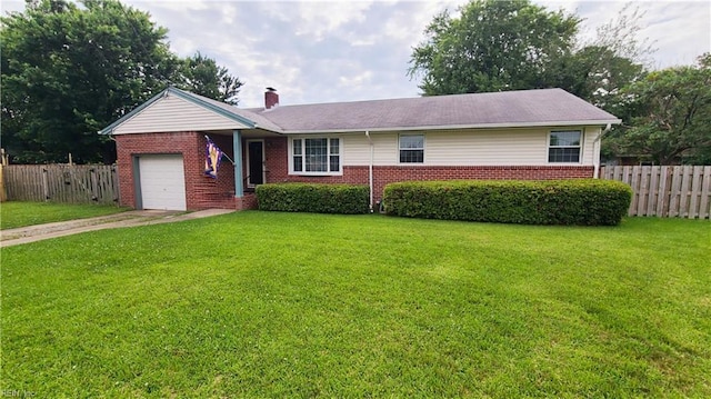 2937 Murray Ct, Norfolk, VA 23518 - single story home featuring brick siding, a garage, concrete driveway, and a chimney