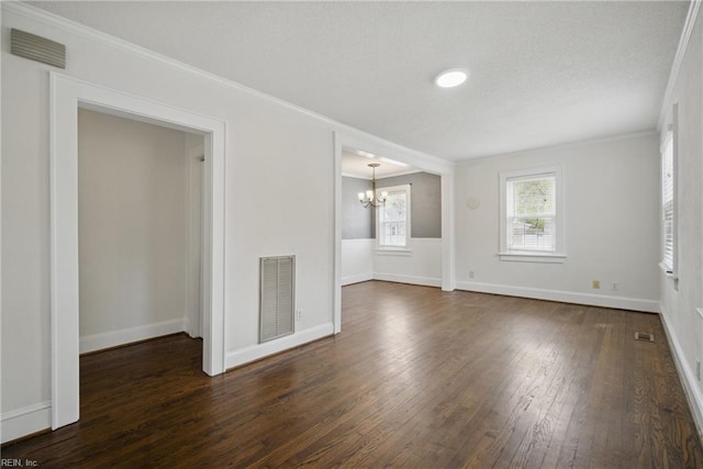 8329 Old Ocean View Rd, Norfolk, VA 23518 - unfurnished room with a chandelier, dark wood-style floors, and ornamental molding
