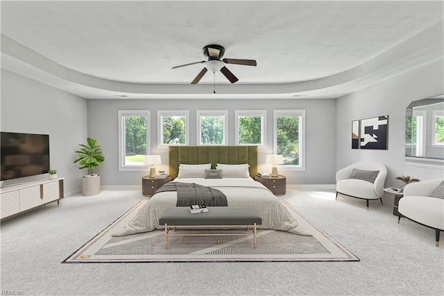 1207 Masers Row, Chesapeake, VA 23320 - carpeted bedroom with a tray ceiling and a ceiling fan
