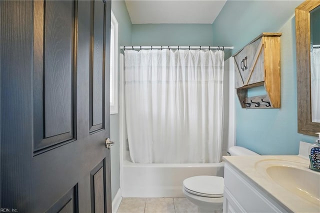 2316 Holland Rd, Virginia Beach, VA 23453 - bathroom with vanity, shower / bath combo with shower curtain, and tile patterned floors