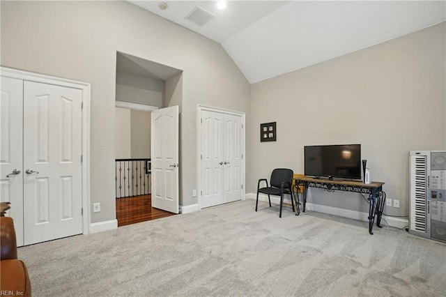 2316 Holland Rd, Virginia Beach, VA 23453 - sitting room featuring carpet flooring and vaulted ceiling