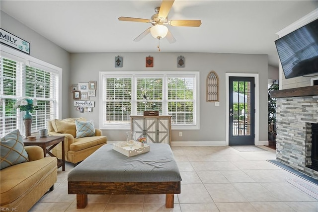 2316 Holland Rd, Virginia Beach, VA 23453 - living area with plenty of natural light, a fireplace, and light tile patterned floors