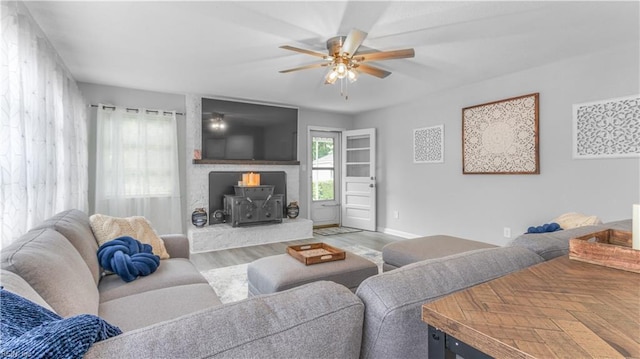 969 Sunnyside Dr, Virginia Beach, VA 23464 - living room with ceiling fan and wood finished floors