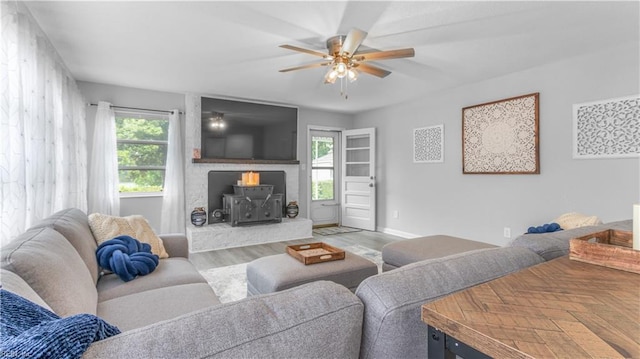 969 Sunnyside Dr, Virginia Beach, VA 23464 - living room with ceiling fan and wood finished floors