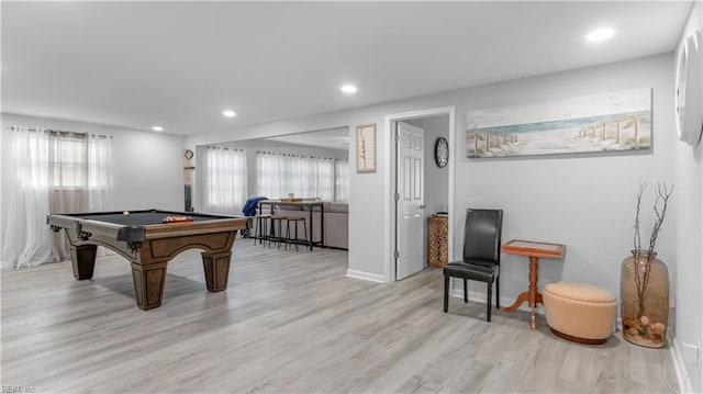 969 Sunnyside Dr, Virginia Beach, VA 23464 - rec room with billiards, light wood-style floors, and recessed lighting