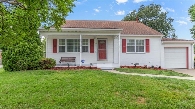 969 Sunnyside Dr, Virginia Beach, VA 23464 - view of front of home featuring a garage, a front lawn, driveway, and roof with shingles