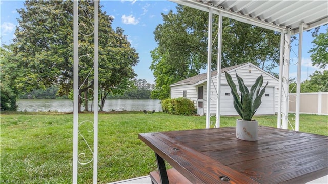 969 Sunnyside Dr, Virginia Beach, VA 23464 - wooden deck with a water view and an outdoor structure