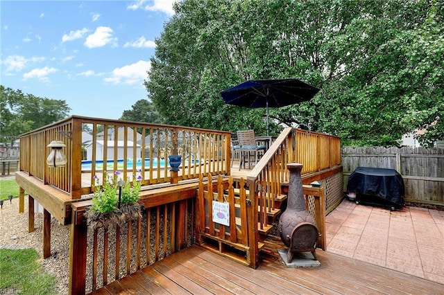 1205 Woods Way, Chesapeake, VA 23323 - wooden terrace with grilling area